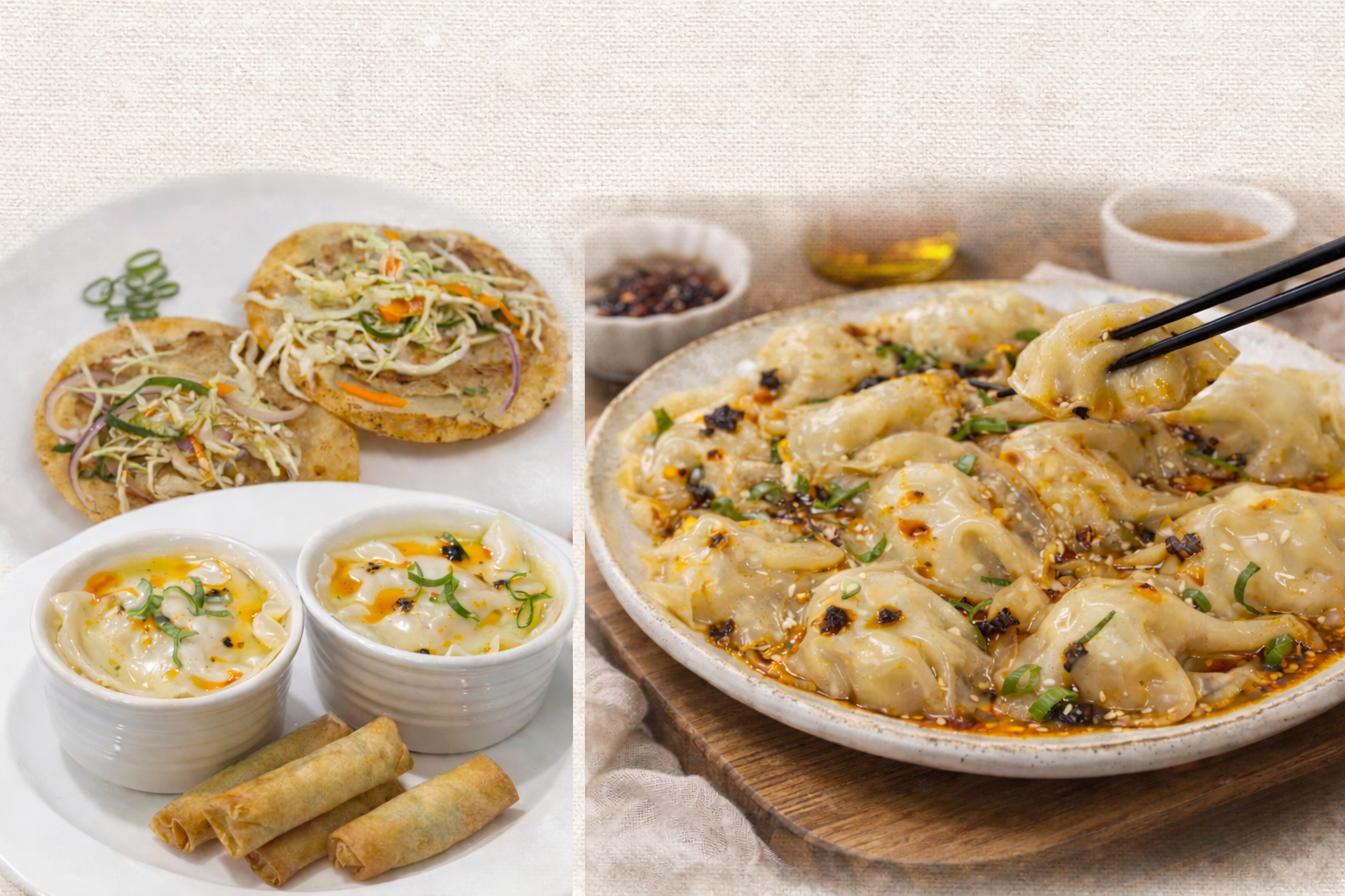 Juicy chicken dumpling filling with ginger, garlic, cabbage, and green onions.