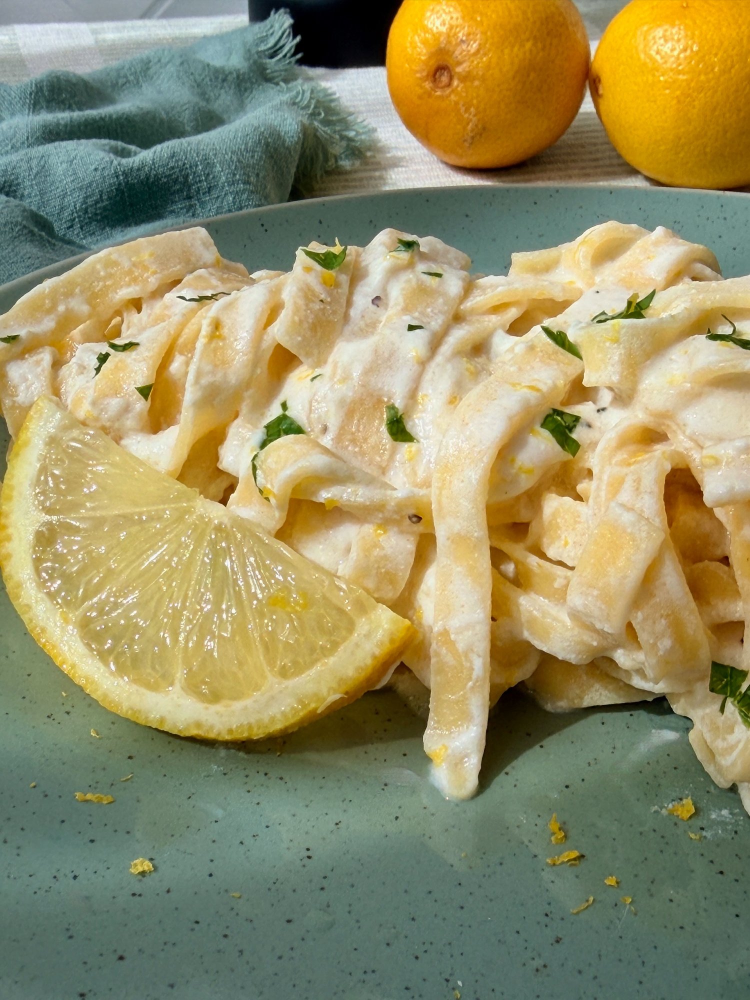 Fettuccine tossed in a glossy lemon ricotta sauce with Parmesan.