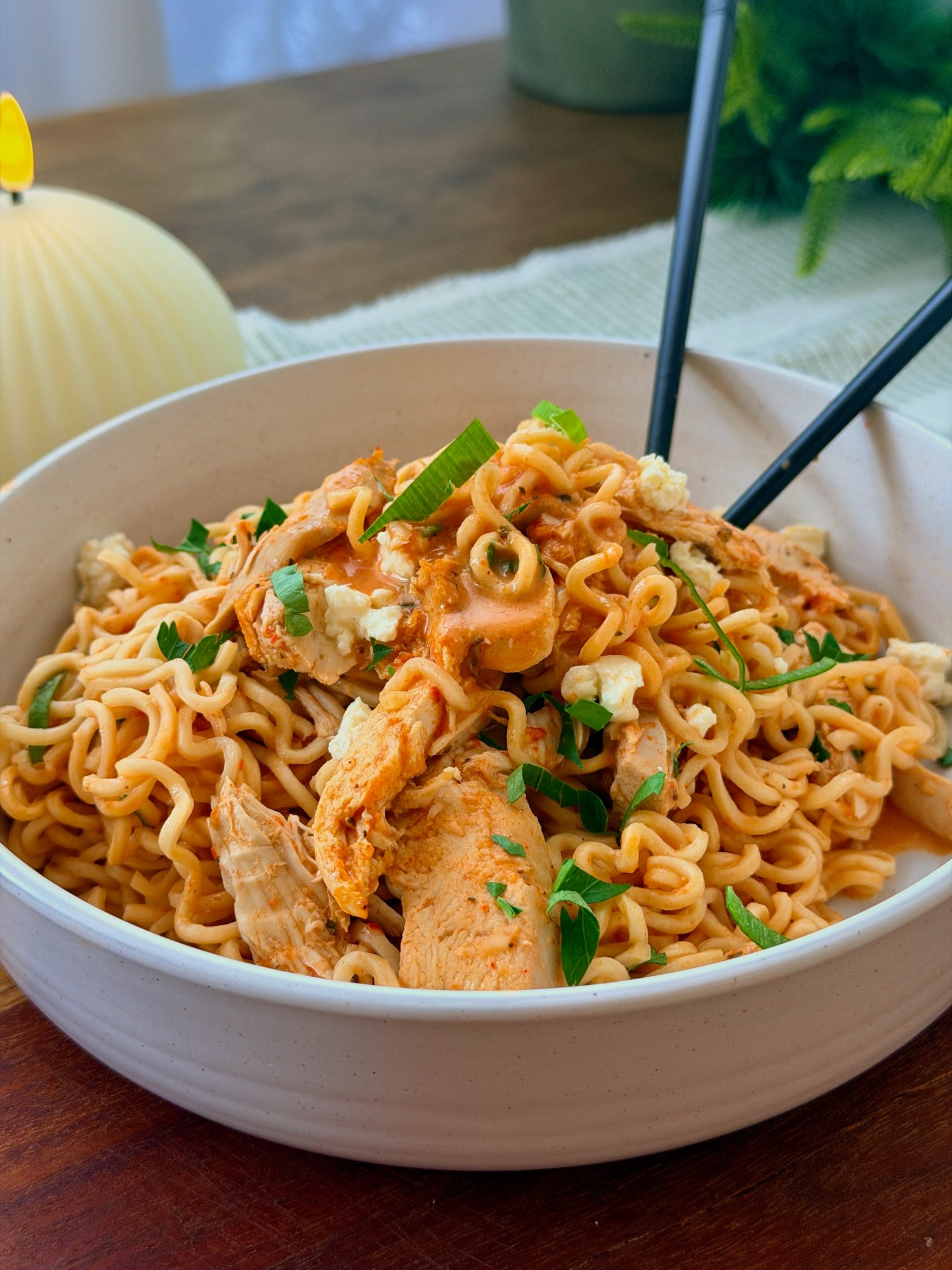 Dump and Bake Peri Peri Chicken Noodles